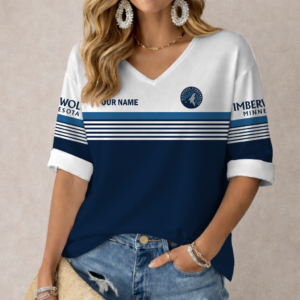Limited Edition – Customized NBA Minnesota Timberwolves Women’s Heart V-Neck Long Sleeve Shirt
