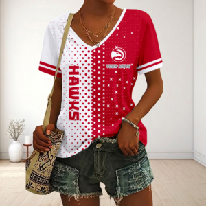 Limited Edition – Customized NBA Atlanta Hawks V-Neck Female Shirt