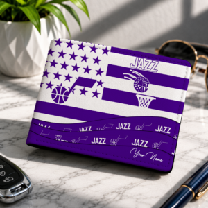 Limited Edition – Customized NBA Utah Jazz Tar Heels Leather Wallet