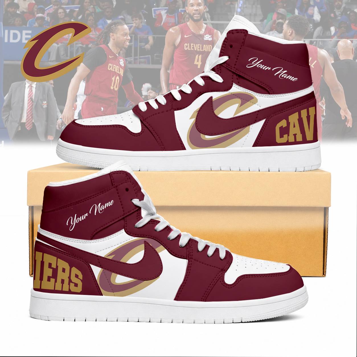 Limited Edition – Customized NBA Cleveland Cavaliers Air Jordan 1 Sneakers