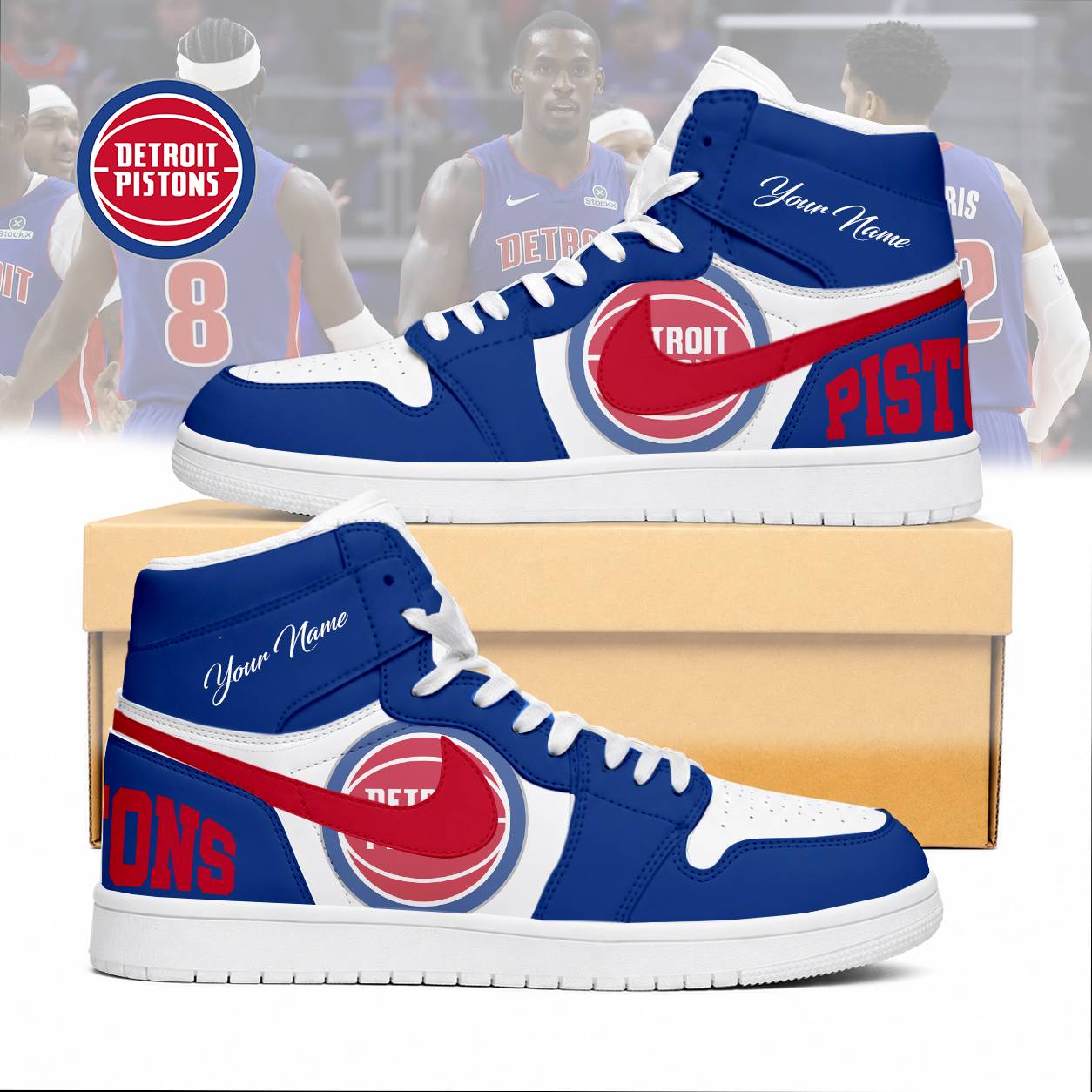 Limited Edition – Customized NBA Detroit Pistons Air Jordan 1 Sneakers