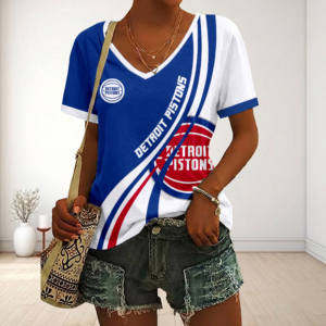 Limited Edition – Customized NBA Detroit Pistons V-Neck Female Shirt