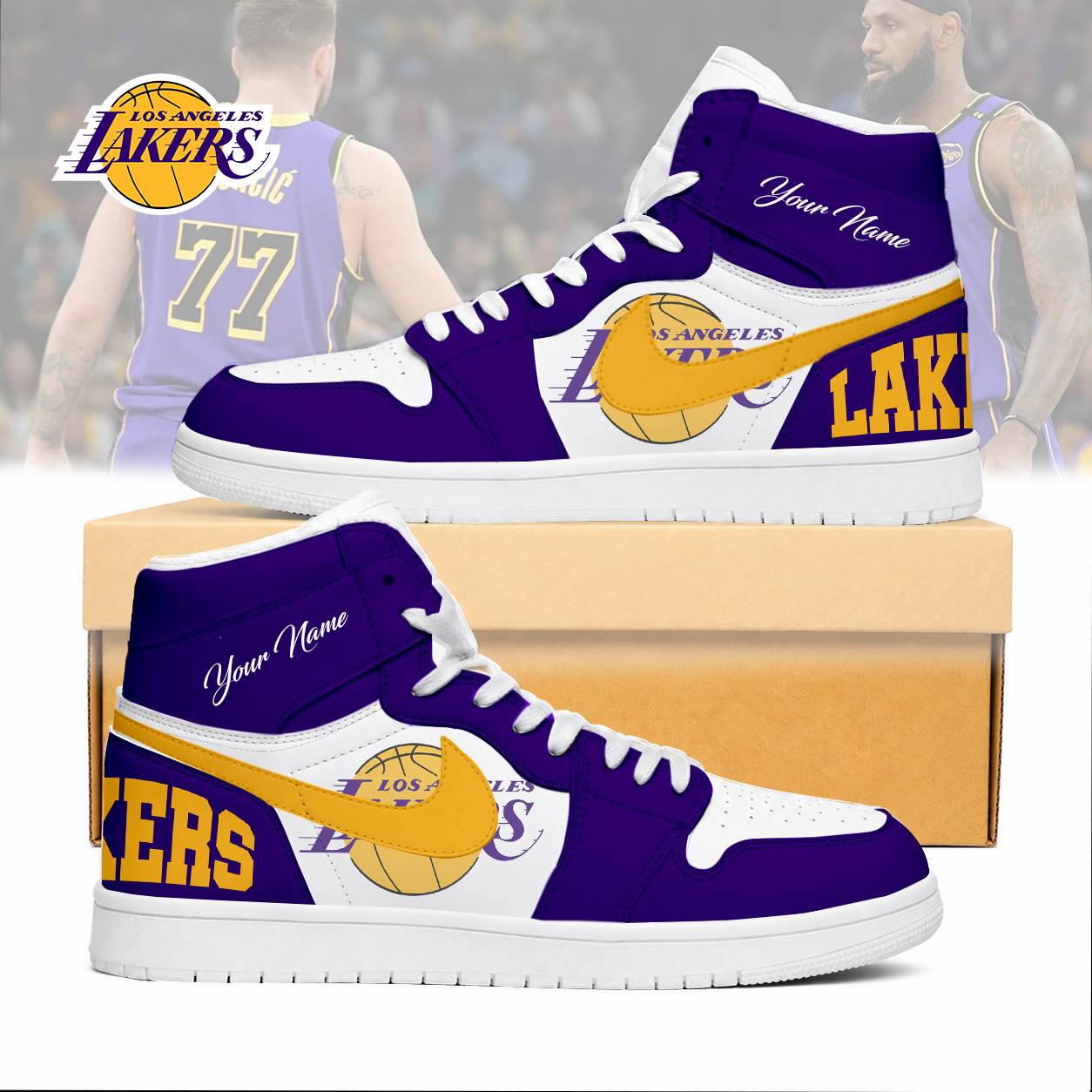 Limited Edition – Customized NBA Los Angeles Lakers Air Jordan 1 Sneakers