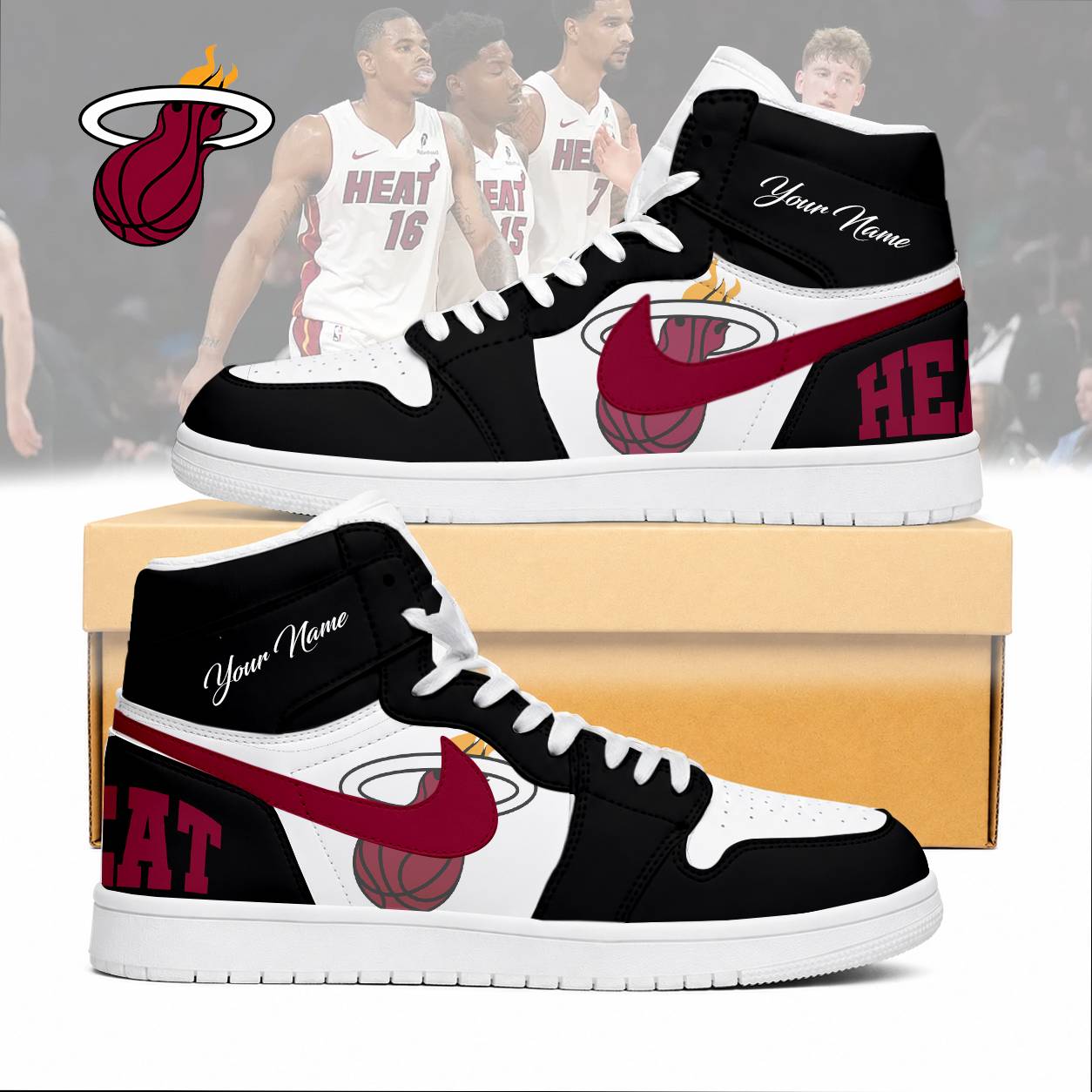 Limited Edition – Customized NBA MiaMiami Heat Air Jordan 1 Sneakers