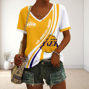 Limited Edition – Customized NBA Los Angeles Lakers V-Neck Female Shirt