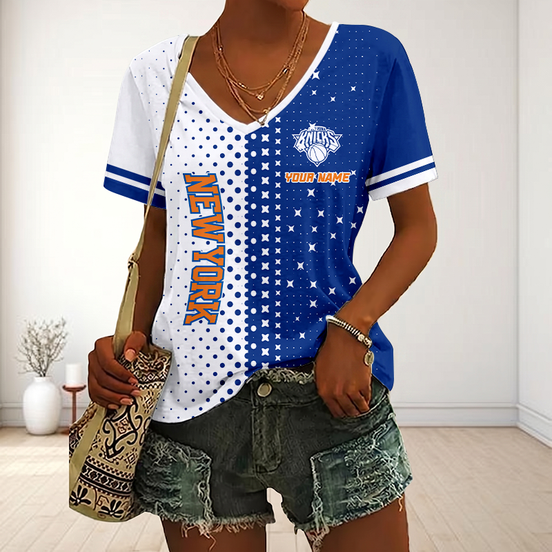 Limited Edition – Customized NBA New York Knicks V-Neck Female Shirt