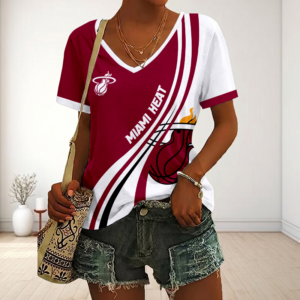 Limited Edition – Customized NBA MiaMiami Heat V-Neck Female Shirt