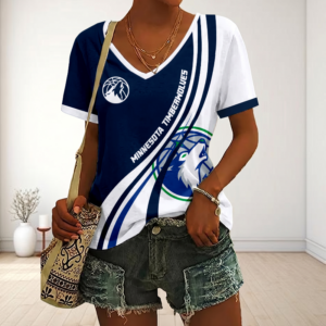 Limited Edition – Customized NBA Minnesota Timberwolves V-Neck Female Shirt