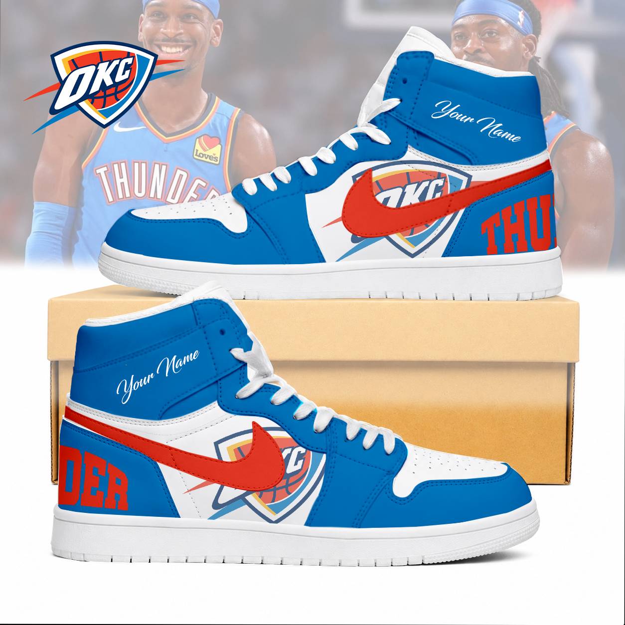 Limited Edition – Customized NBA Oklahoma City Thunder Air Jordan 1 Sneakers