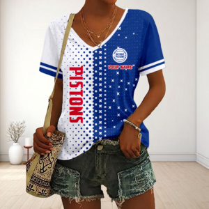 Limited Edition – Customized NBA Detroit Pistons V-Neck Female Shirt