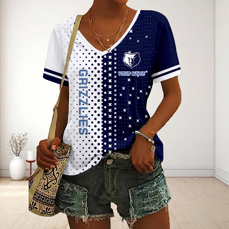 Limited Edition – Customized NBA Memphis Grizzlies V-Neck Female Shirt