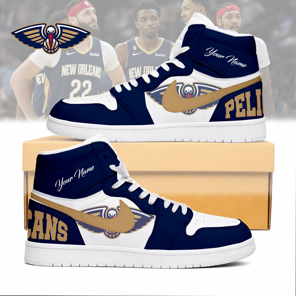 Limited Edition – Customized NBA New Orleans Pelicans Air Jordan 1 Sneakers