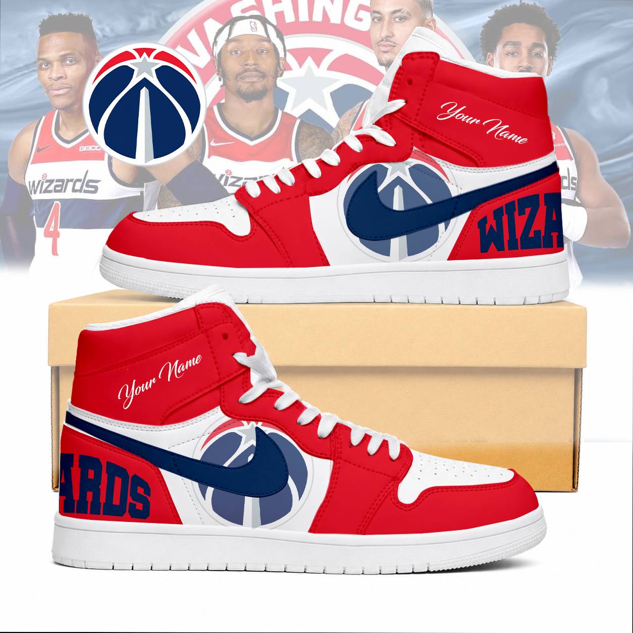 Limited Edition – Customized NBA Washington Wizards Air Jordan 1 Sneakers