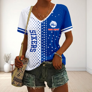 Limited Edition – Customized NBA Philadelphia 76Ers V-Neck Female Shirt
