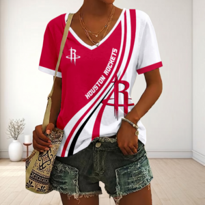 Limited Edition – Customized NBA Houston Rockets V-Neck Female Shirt