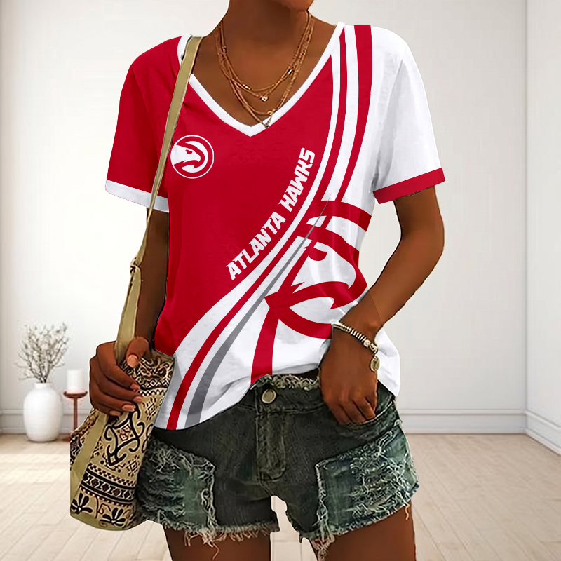 Limited Edition – Customized NBA Atlanta Hawks V-Neck Female Shirt