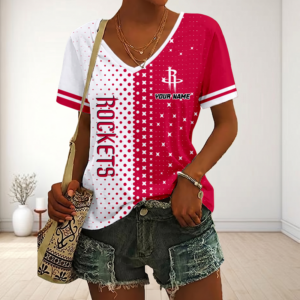 Limited Edition – Customized NBA Houston Rockets V-Neck Female Shirt