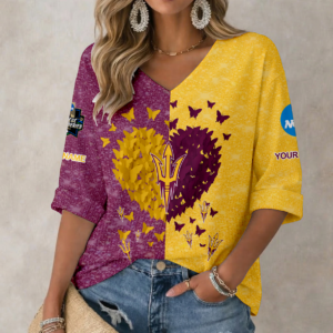 Limited Edition – Customized NCAA Arizona State Sun Devils Women’S Heart V-Neck Long Sleeve Shirt