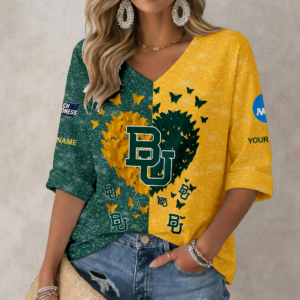 Limited Edition – Customized NCAA Baylor Bears Women’s Heart V-Neck Long Sleeve Shirt