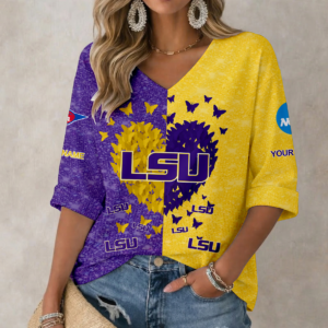 Limited Edition – Customized NCAA Lsu Tigers Women’s Heart V-Neck Long Sleeve Shirt