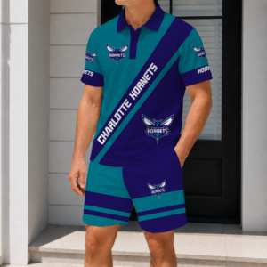 Limited Edition – Customized NBA Charlotte Hornets Polo Shirt & Short Pants Set