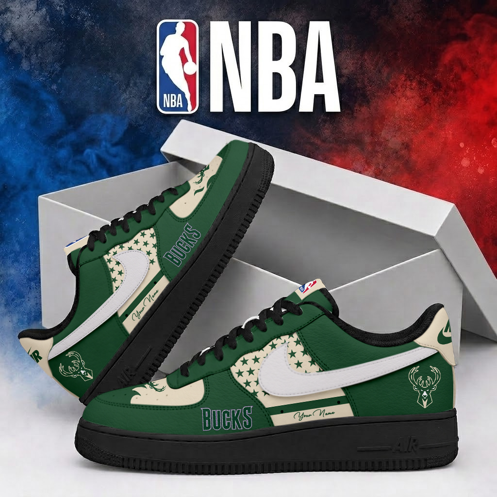 Limited Edition – Customized NBA Milwaukee Bucks Air Force 1 Shoes - Image 2