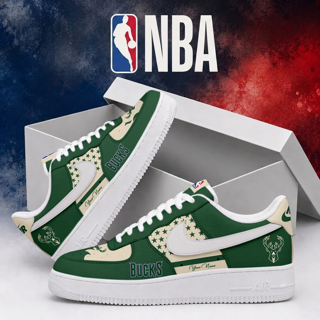Limited Edition – Customized NBA Milwaukee Bucks Air Force 1 Shoes