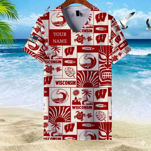 Limited Edition – Customized NCAA Wisconsin Badgers V-Neck Female Shirt