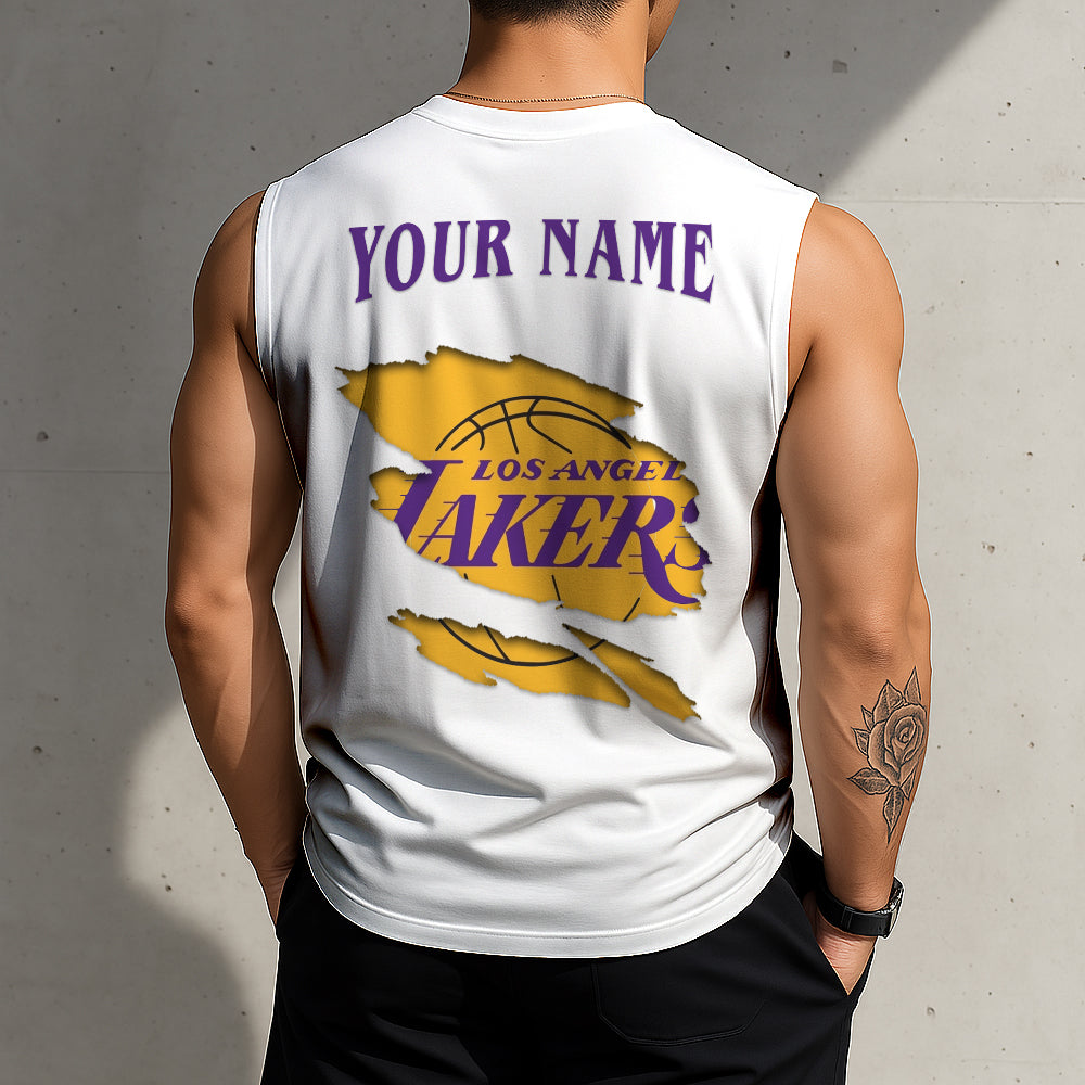 Limited Edition – Customized NBA Los Angeles Lakers Tanktop & Gym Shirt - Image 2
