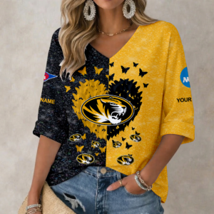 Limited Edition – Customized NCAA Missouri Tigers Women’s Heart V-Neck Long Sleeve Shirt