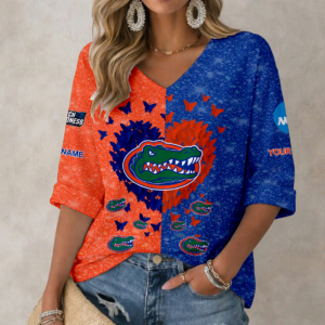 Limited Edition – Customized NCAA Florida Gators Women’s Heart V-Neck Long Sleeve Shirt