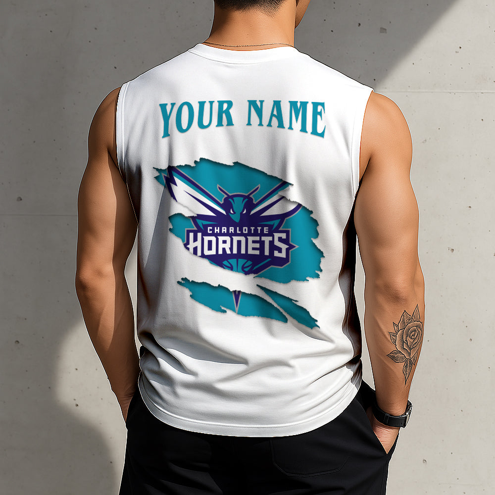 Limited Edition – Customized NBA Charlotte Hornets Tanktop & Gym Shirt - Image 2