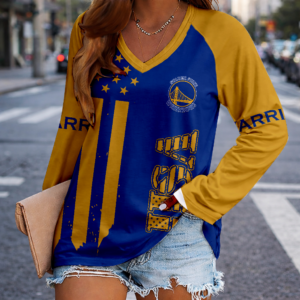 Limited Edition – Customized NBA Golden State Warriors Women’s V-Neck Long Sleeved Shirt