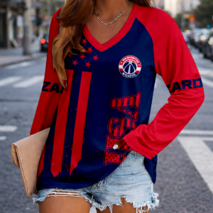 Limited Edition – Customized NBA Washington Wizards Women’s V-Neck Long Sleeved Shirt