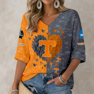 Limited Edition – Customized NCAA Tennessee Volunteers Women’S Heart V-Neck Long Sleeve Shirt
