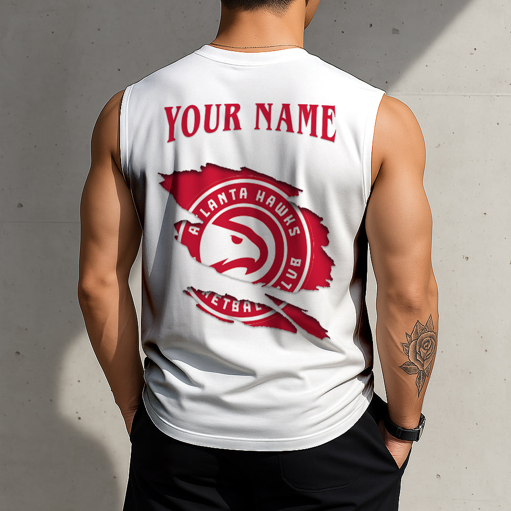 Limited Edition – Customized NBA Atlanta Hawks Tanktop & Gym Shirt - Image 2