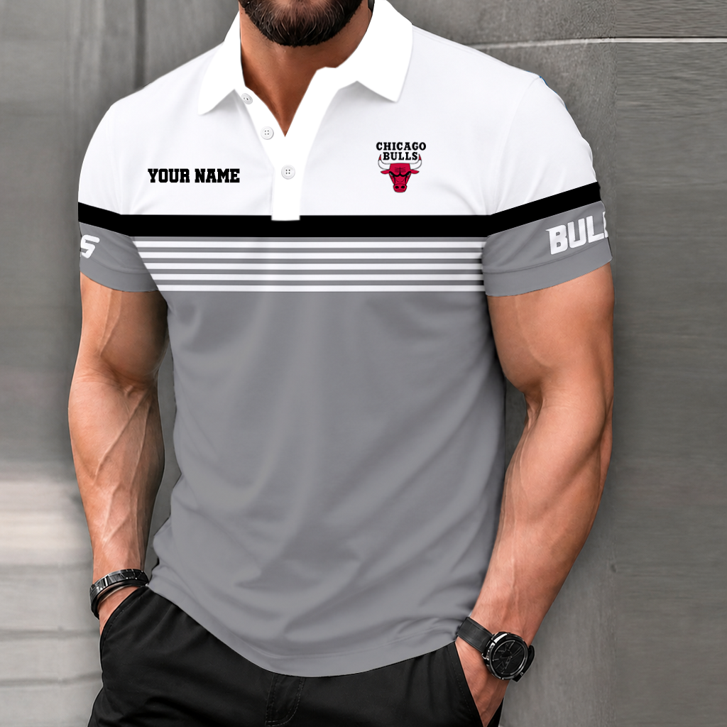 Limited Edition – Customized NBA Chicago Bulls Polo Shirt - Image 3