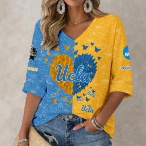 Limited Edition – Customized NCAA Ucla Bruins Women’S Heart V-Neck Long Sleeve Shirt
