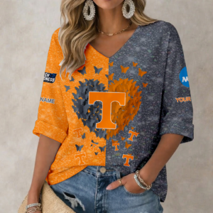 Limited Edition – Customized NCAA Tennessee Volunteers Women’s Heart V-Neck Long Sleeve Shirt