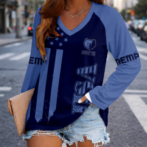 Limited Edition – Customized NBA Memphis Grizzlies Women’s V-Neck Long Sleeved Shirt