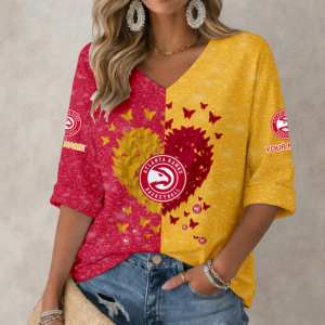 Limited Edition – Customized NBA Atlanta Hawks Women’s Heart V-Neck Long Sleeve Shirt