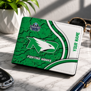 Limited Edition – New Customized NCAA North Dakota Fighting Hawks Leather Wallet
