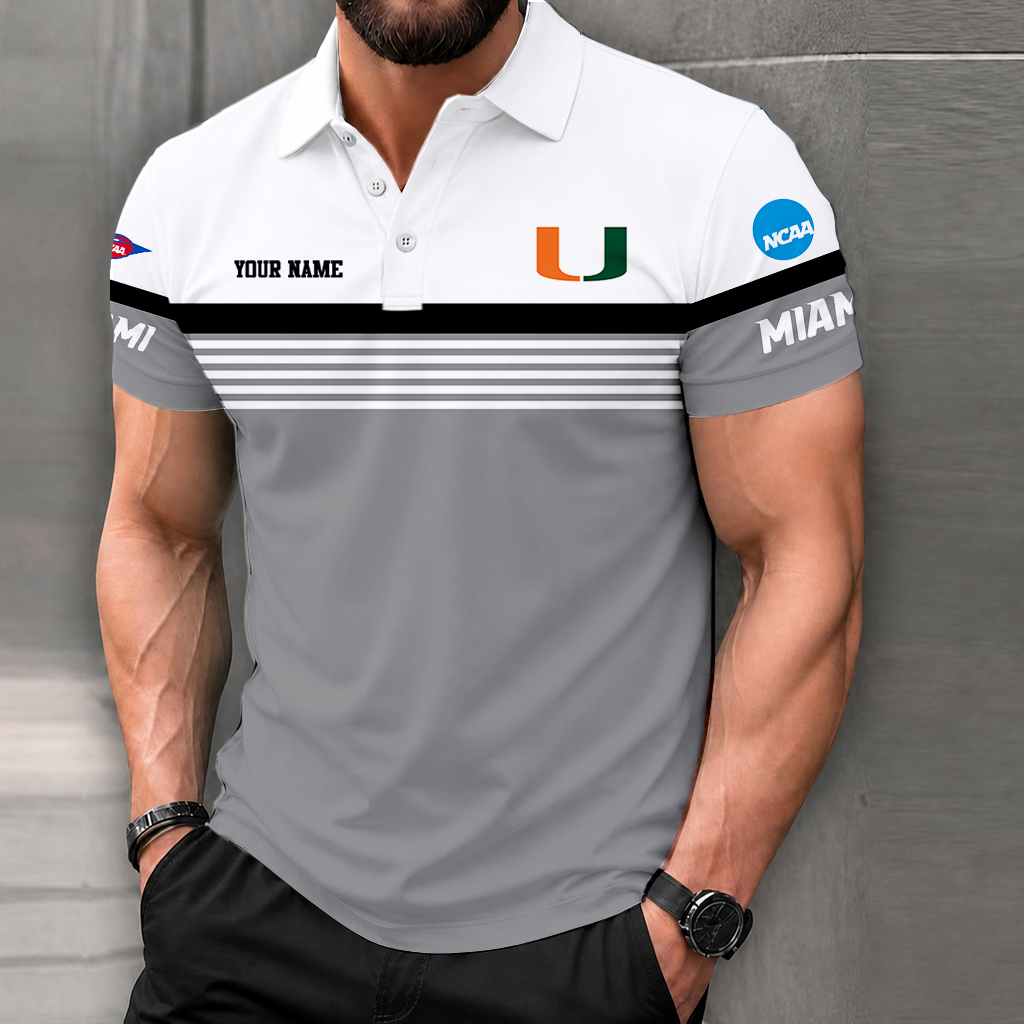 Limited Edition – Customized NCAA Miamiami Hurricanes Polo Shirt - Image 3