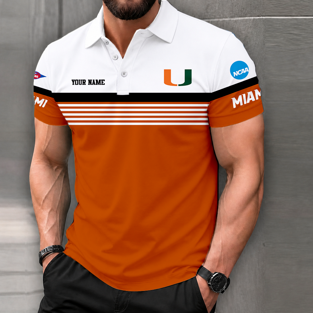 Limited Edition – Customized NCAA Miamiami Hurricanes Polo Shirt - Image 4