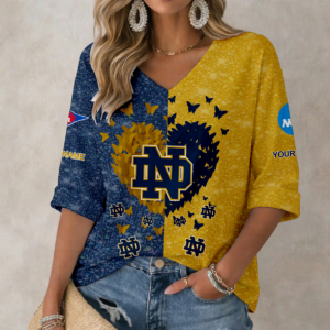 Limited Edition – Customized NCAA Notre Dame Fighting Irish Women’s Heart V-Neck Long Sleeve Shirt
