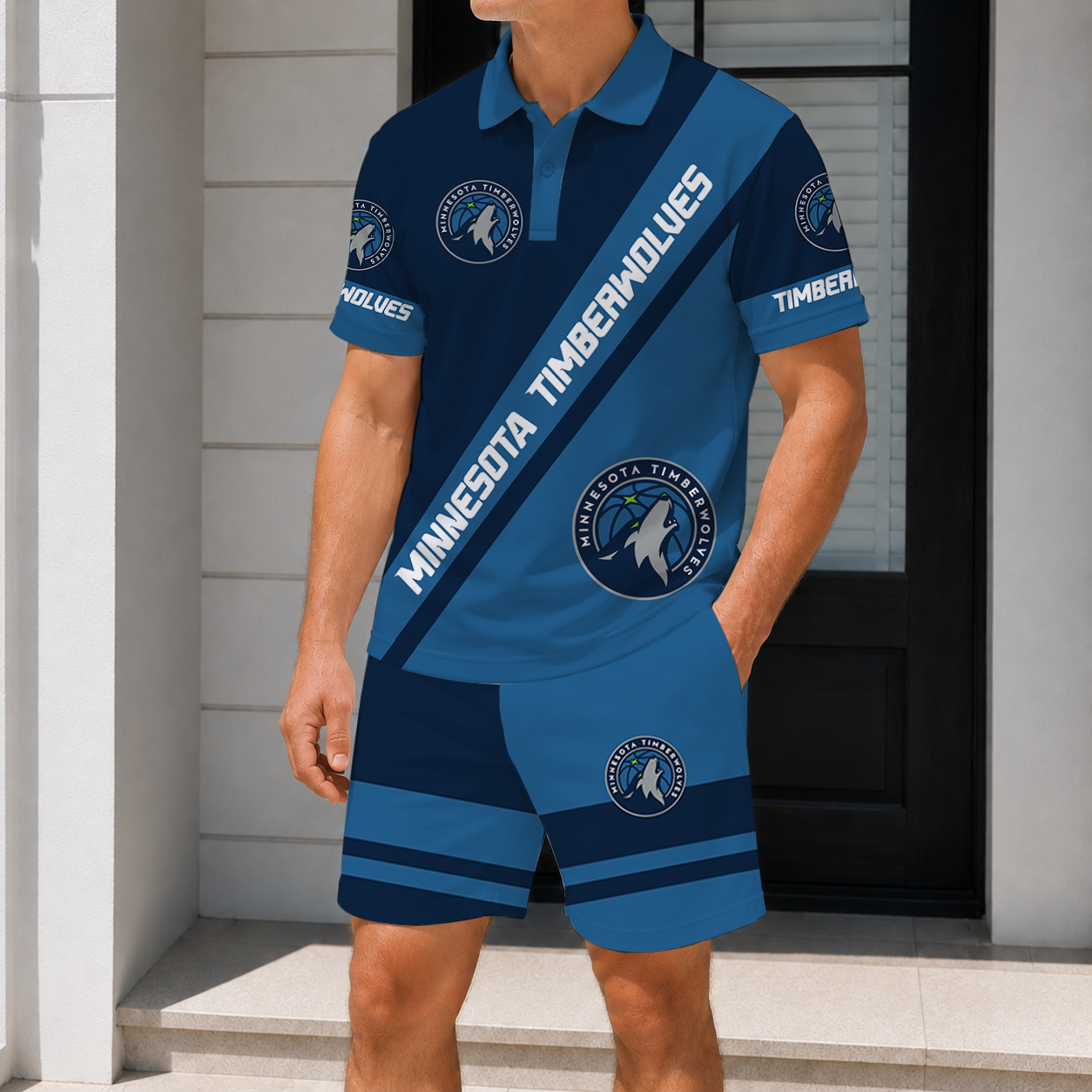 Limited Edition – Customized NBA Minnesota Timberwolves Polo Shirt & Short Pants Set