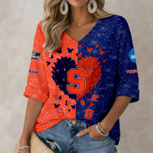 Limited Edition – Customized NCAA Syracuse Orange Women’s Heart V-Neck Long Sleeve Shirt