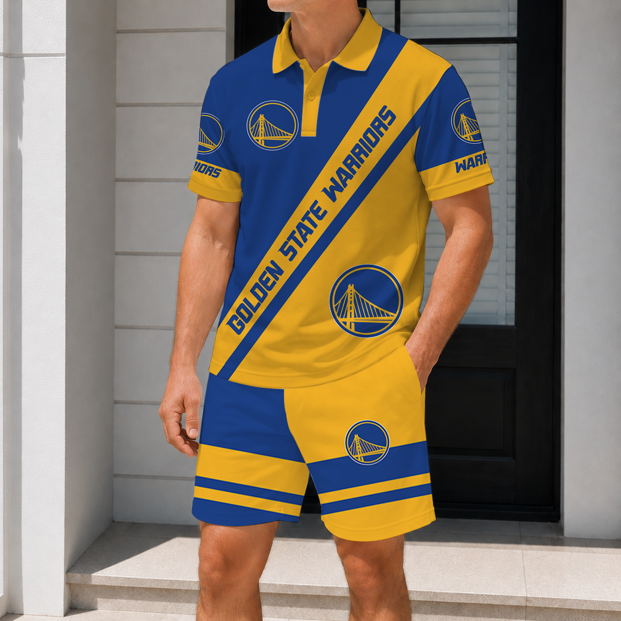 Limited Edition – Customized NBA Golden State Warriors Polo Shirt & Short Pants Set
