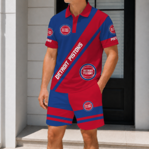 Limited Edition – Customized NBA Detroit Pistons Polo Shirt & Short Pants Set