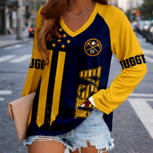 Limited Edition – Customized NBA Denver Nuggets Women’s V-Neck Long Sleeved Shirt